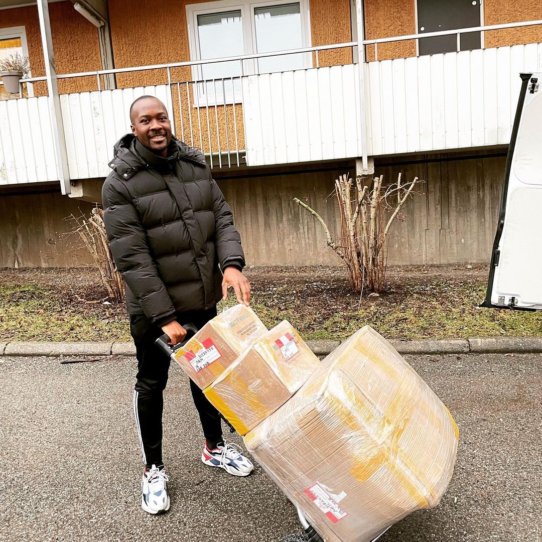 Black man receiving delivery
