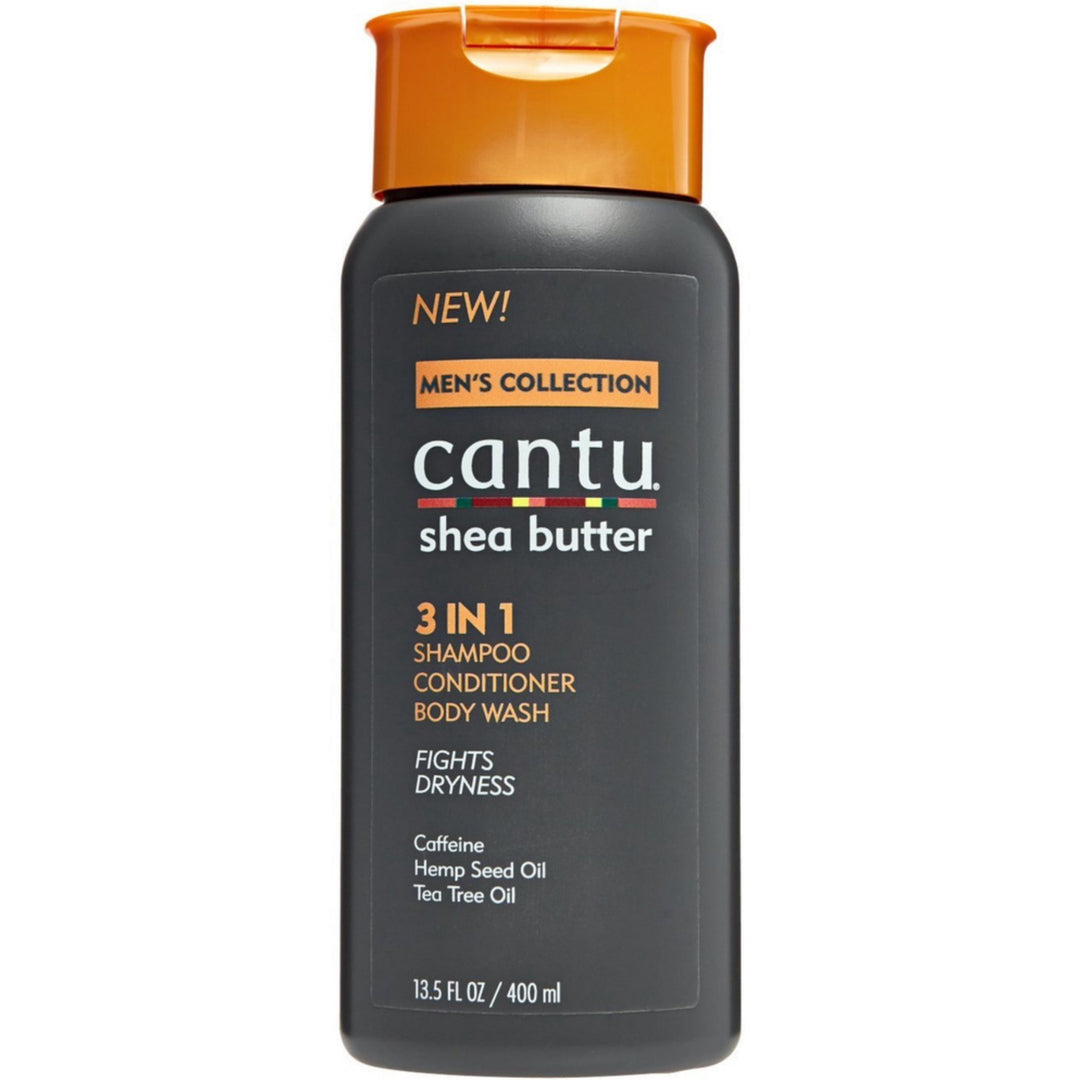 Cantu Men's Shea Butter 3 IN 1 Shampoo, Conditioner, Body Wash- 13.5 oz (400ml)