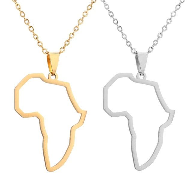 Ihåligt Afrika halsband i rostfritt stål 45 cm